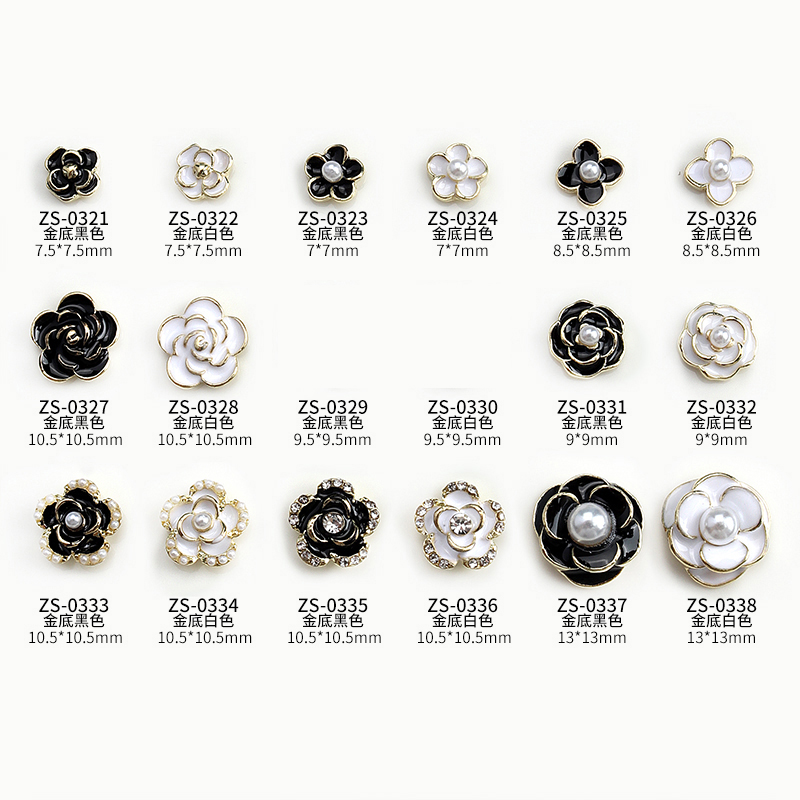 Nail Art Rose Gold - 10PCS Bright White Black Dimaonds Pearls