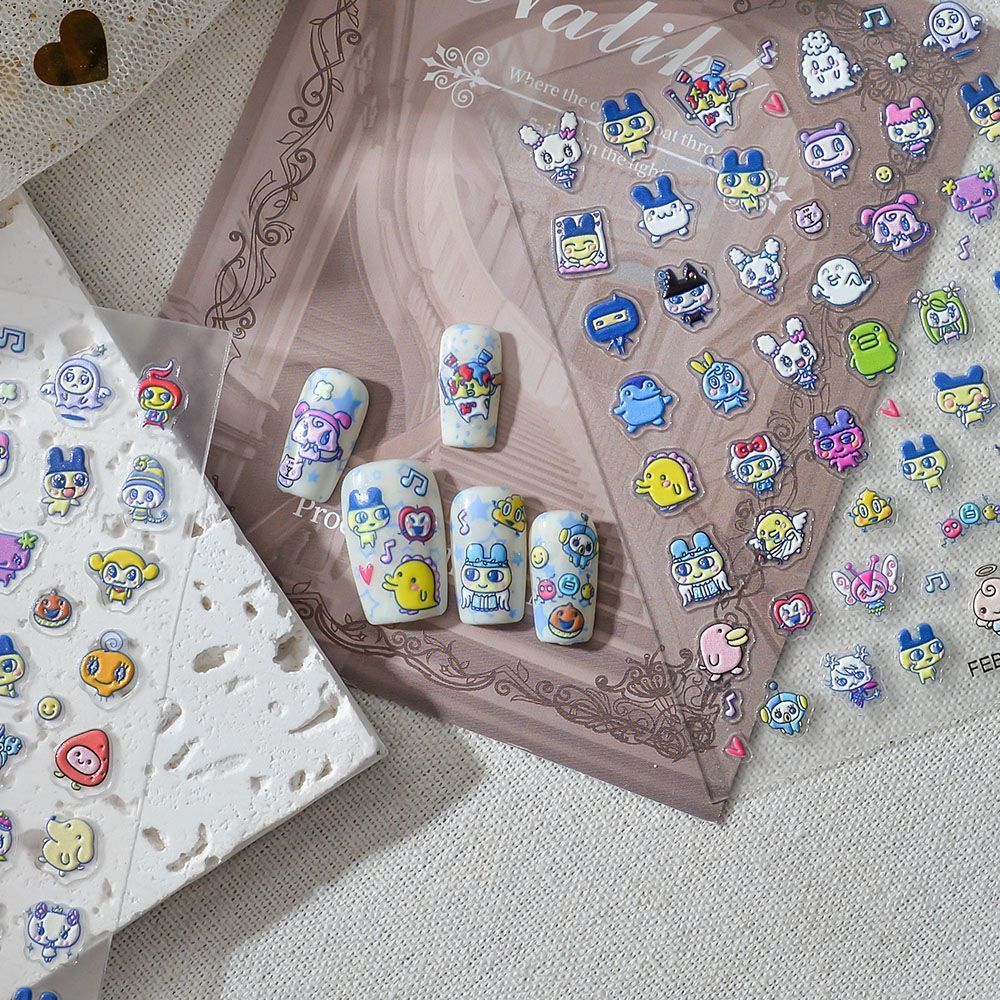 Nail Art Design - Tamagotchi Cartoon 3D Embossed Relief Nail