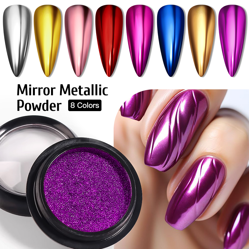 Nail Art Rose Gold - Metallic Gold Silver Mirror Powder Nail