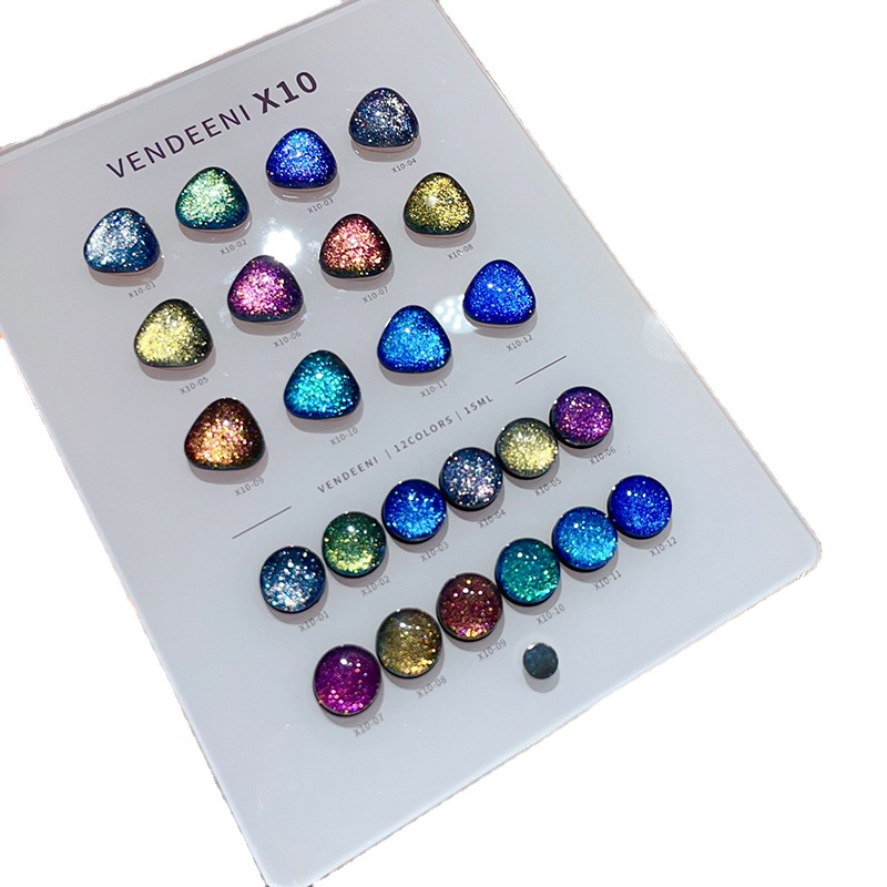 Nail Art Gel - VENDEENI 18 Colors 12 Color Glitter