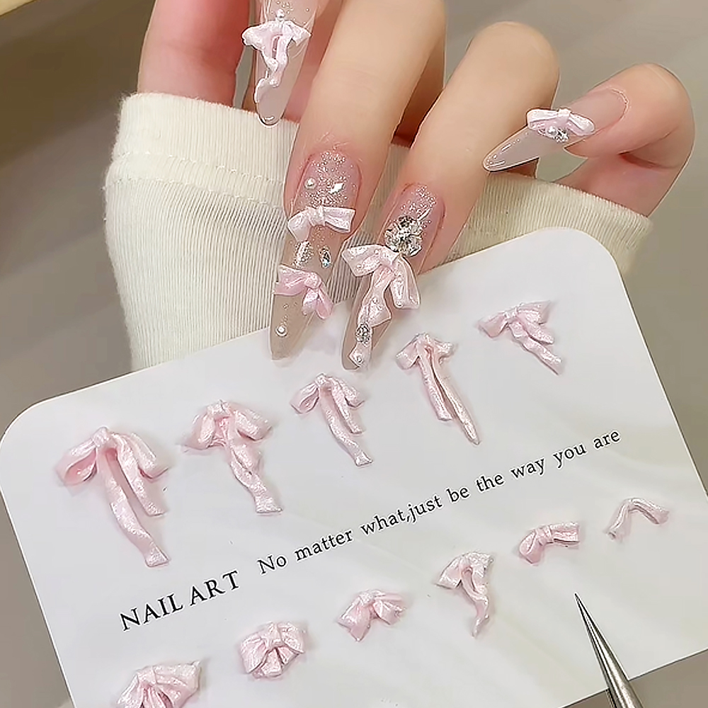 50pcs Pink 3D Soft Carving Bow - Nail Art Pink Soft 评论和价格