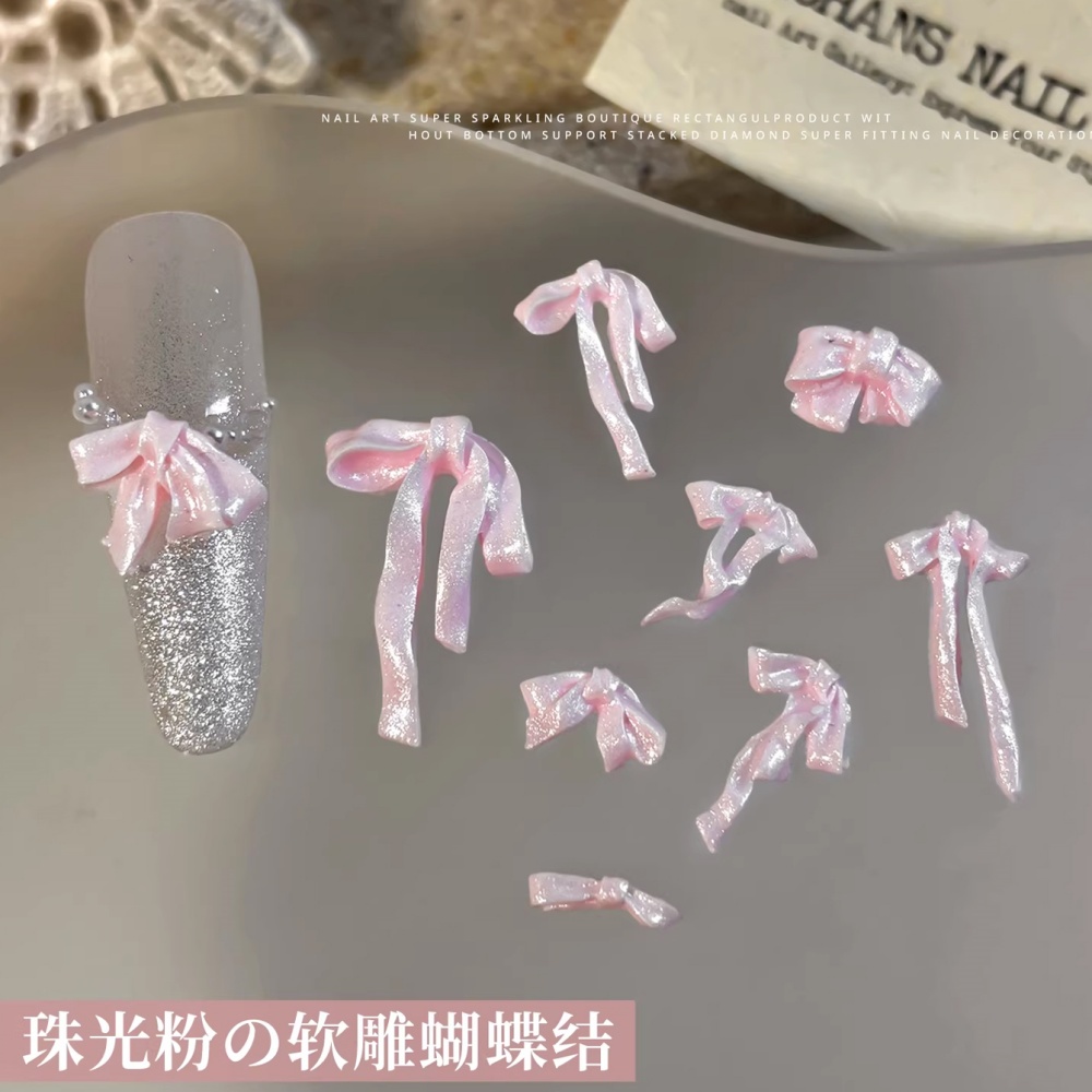 50pcs Pink 3D Soft Carving Bow - Nail Art Pink Soft 评论和价格