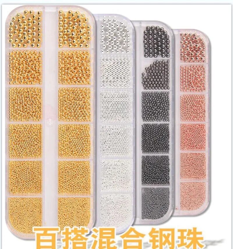 1Box 6Size 0.8-3.0mm Metal Bea - Nail Art Rose Gold 评论和价格