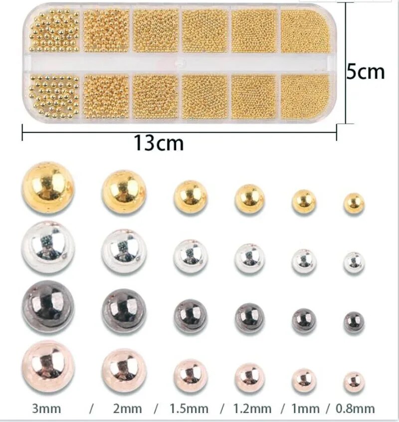 1Box 6Size 0.8-3.0mm Metal Bea - Nail Art Rose Gold 评论和价格