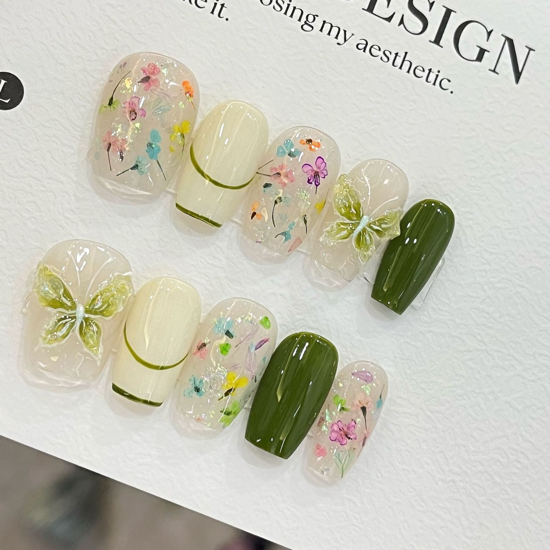 10pcs Butterfly Flower Fake Na - Nail Art Design 评论和价格