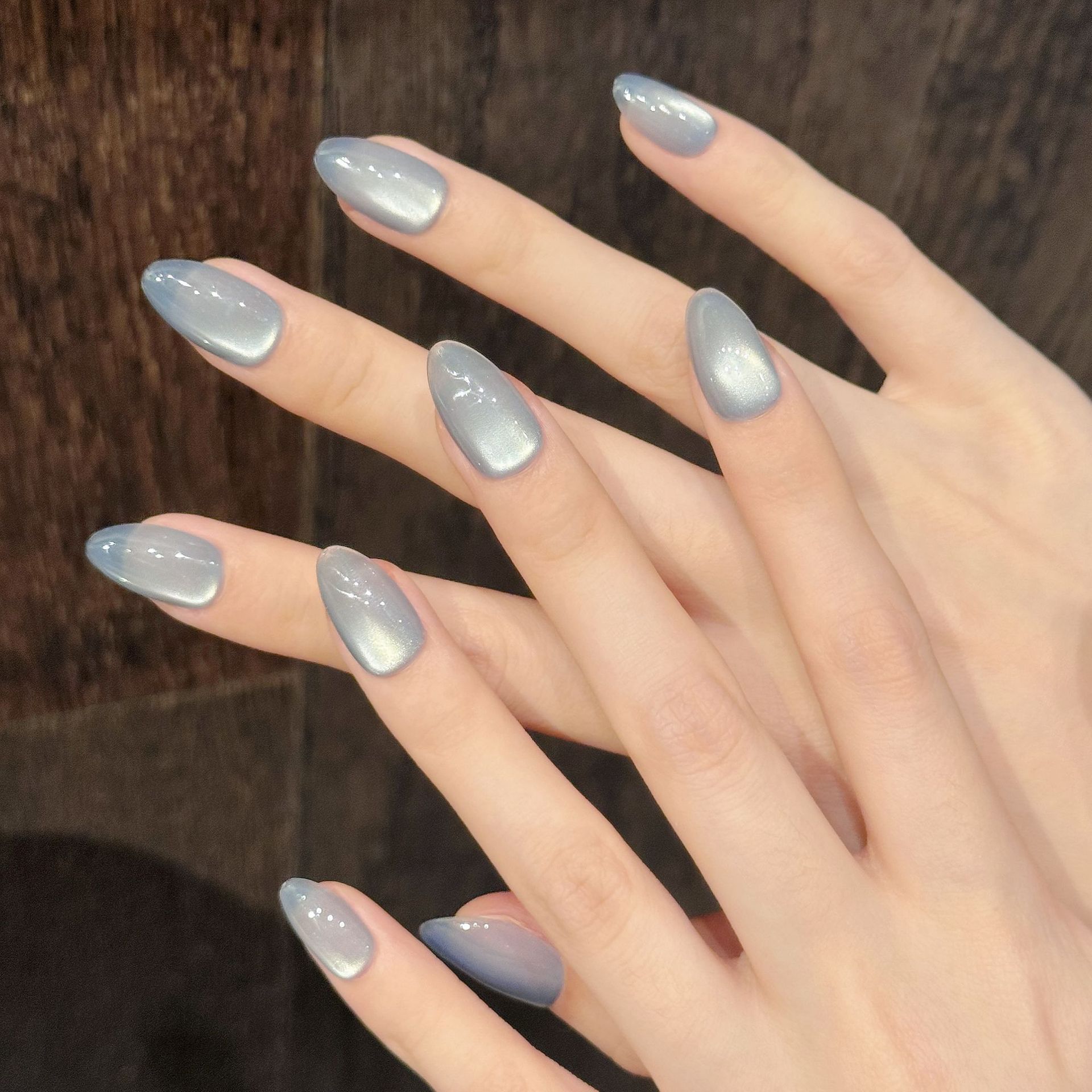 10Pcs Blue Cat Eye French Shor - Nail Art Design 评论和价格