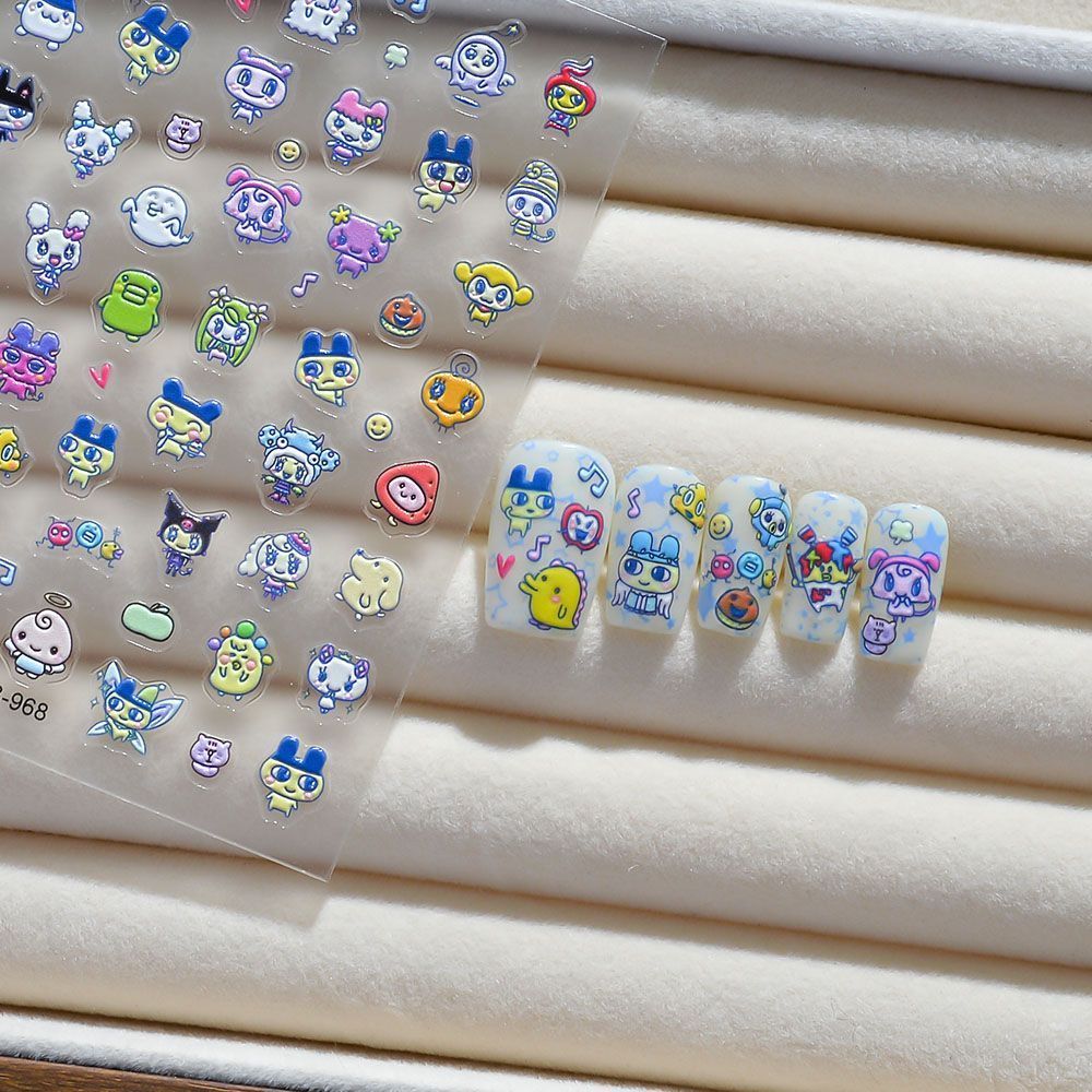 Tamagotchi Cartoon 3D Embossed - Nail Art Design 评论和价格
