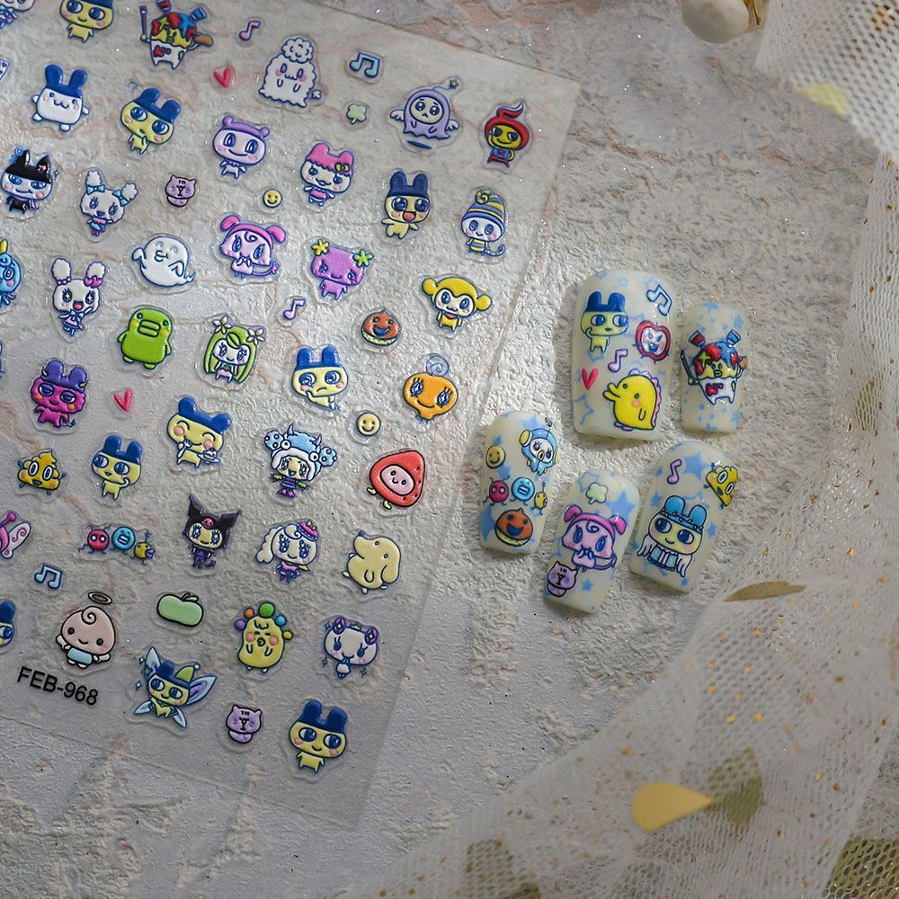 Tamagotchi Cartoon 3D Embossed - Nail Art Design 评论和价格