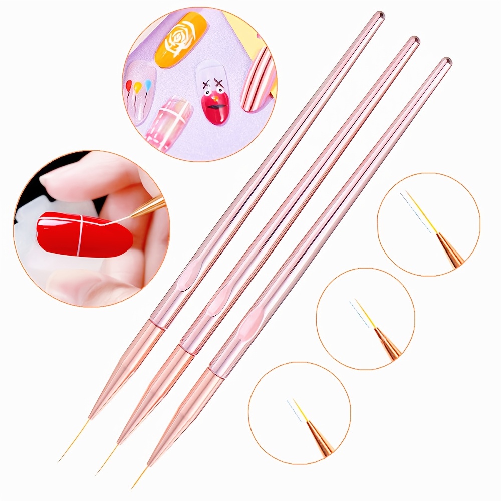 3Pcs/Set Nail Art Brush Nail A - Nail Art Rose Gold 评论和价格