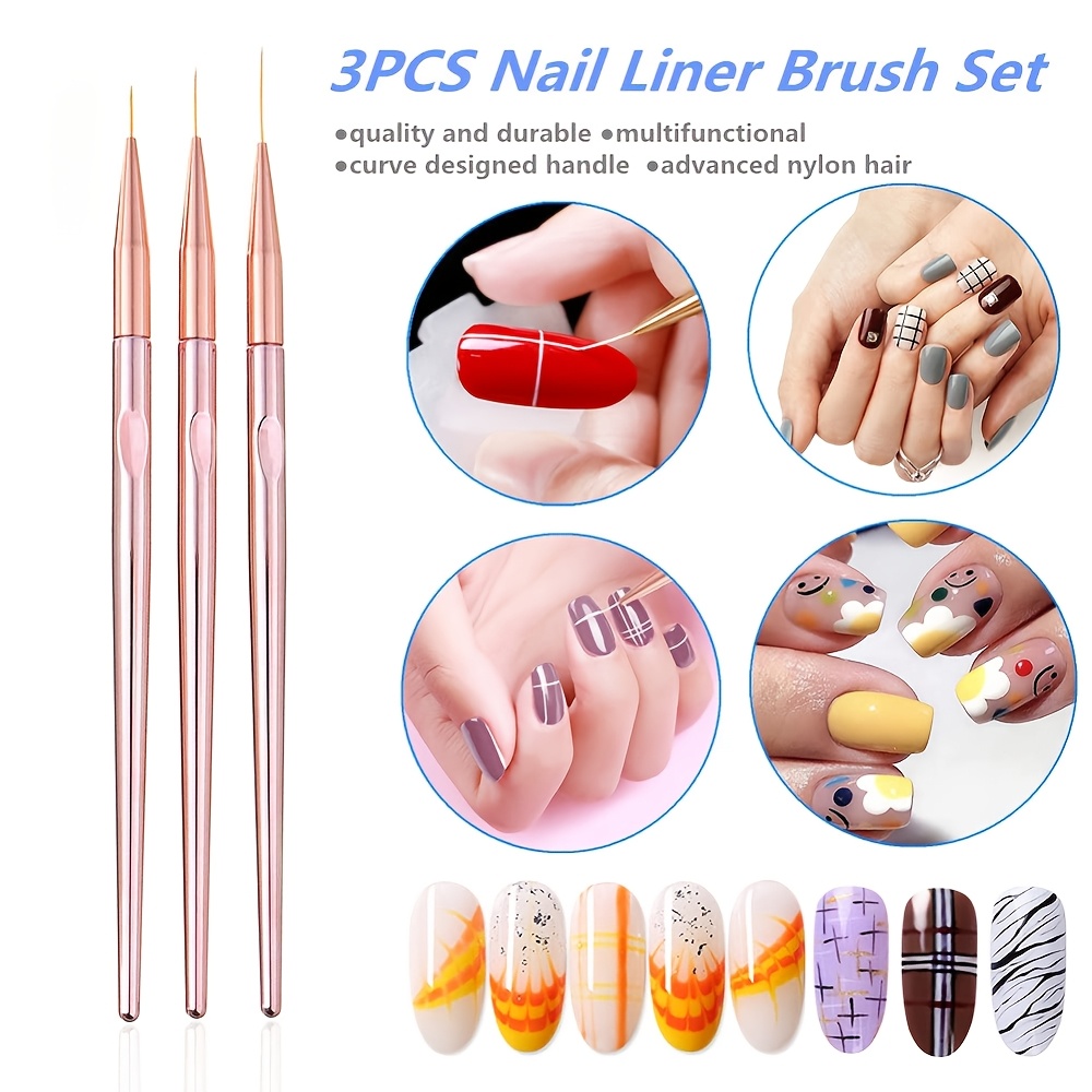 3Pcs/Set Nail Art Brush Nail A - Nail Art Rose Gold 评论和价格