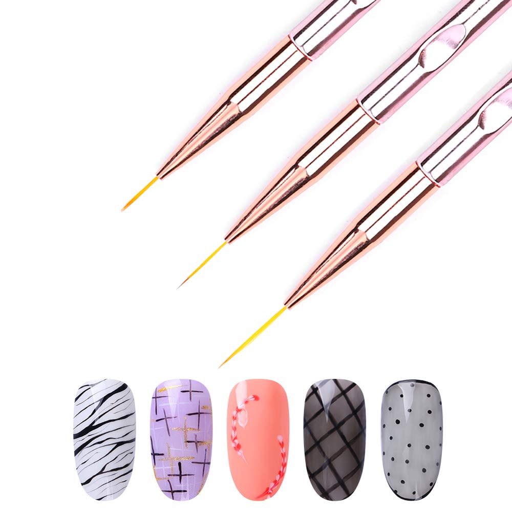 3Pcs/Set Nail Art Brush Nail A - Nail Art Rose Gold 评论和价格